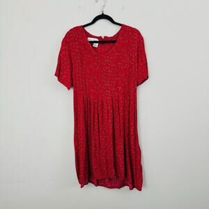 Betsy Lauren Red Floral Pleated Short Sleeve Dress Women’s Size 16